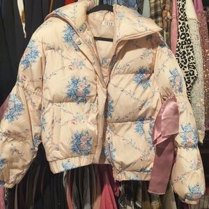 Ice Floral Blue and Pink Puffer Jacket